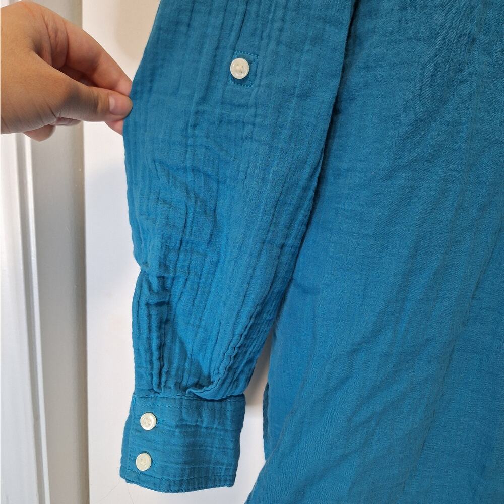 St John's Bay Womens Cotton Shirt Sz XXL Teal Turquoise - Picture 4 of 7